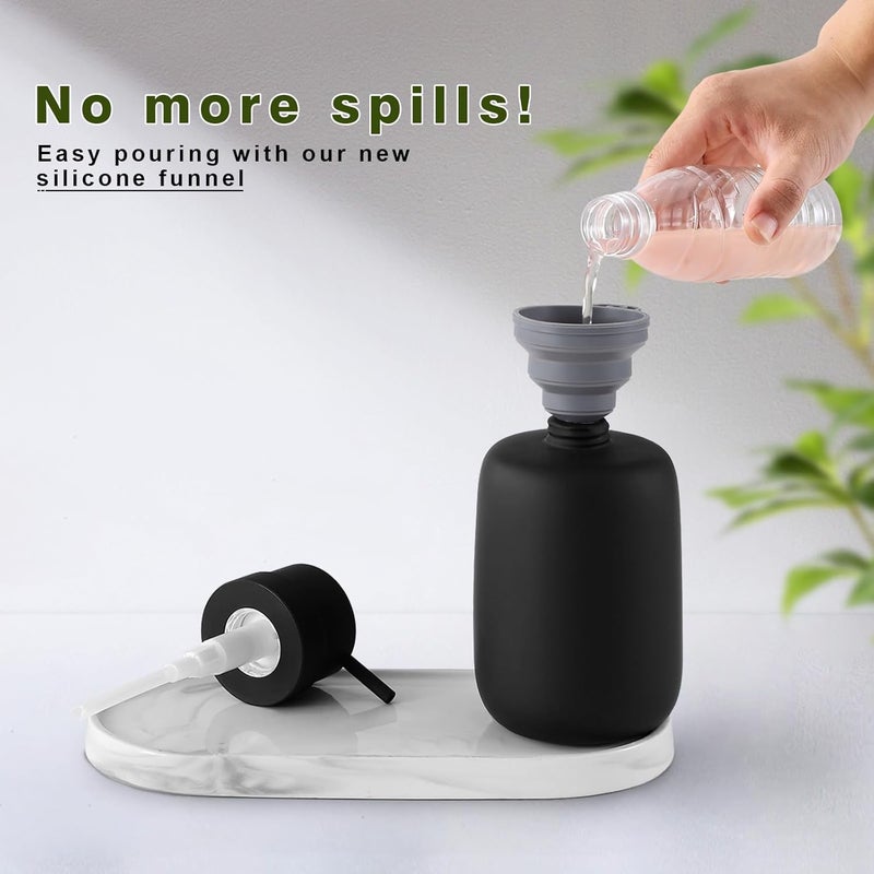 YDSluock Matte Black Soap Dispenser Bathroom,Ceramic Soap Dispenser Lotion Pump Dish Soap Dispenser for Kitchen,16oz Refillable Liquid Hand Wash Dispenser for Bathroom (Rubber Paint) - Image 4